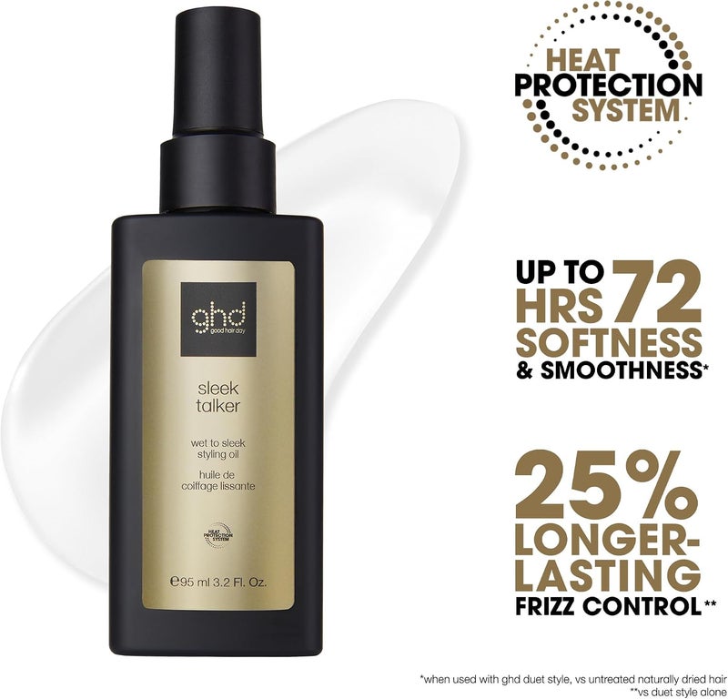 ghd Sleek Talker ― Wet to Sleek Hair Styling Oil with Heat Protection, Nourishing Argan Oil to Smooth & Soften Hair for Up to 72 Hours ― 3.2 fl. oz. - Image 1