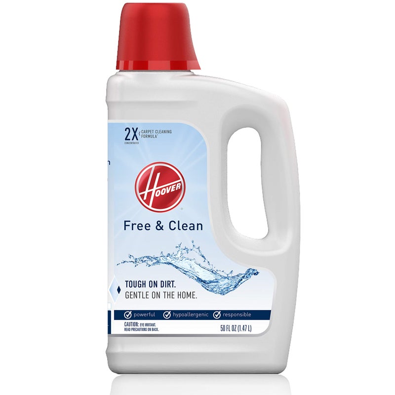 HOOVER Hoover Free Deep Cleaning Carpet Shampoo Solution, 50 oz., Light Scent, Free & Clean, Concentrated Carpet Cleaner Machine Shampoo, For Use in Full Size Carpet Cleaner Machines  - Image 1