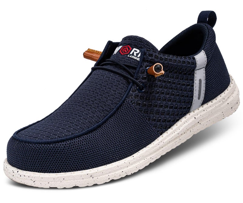 LARNMERN Slip On Steel Toe Loafers Women Work Safety Shoes Lightweight Comfortable Walking Sneakers(8.5 Women, Navy Blue) - Image 1