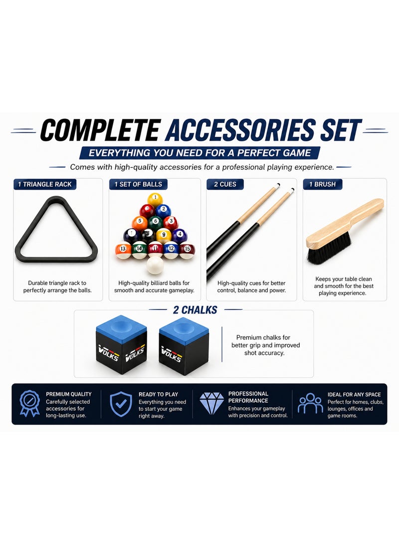 VOLKSGYM 9FT Slate Marble Billiard Table PT-32-9FT Blue | Professional Pool Table with Wooden Frame | Includes Accessories - Image 4
