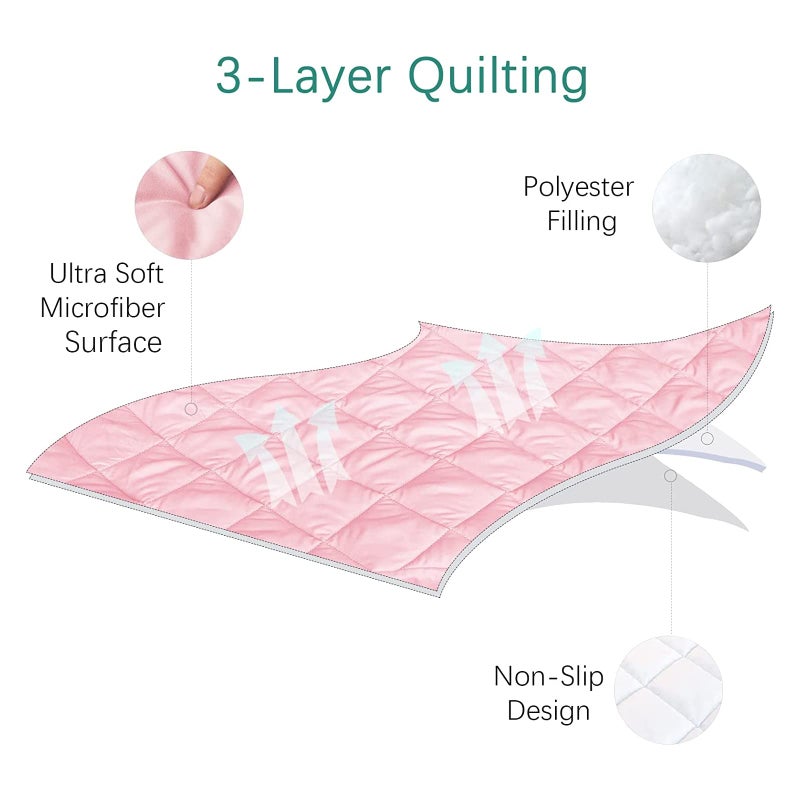 Biloban Sheet for Regalo My Cot Portable Toddler Bed, Joovy Travel Cot (Sheet Only, Bed not Included), Quilted Soft Padded Cover, Pink, 48''Ã—24.5'' - Image 2