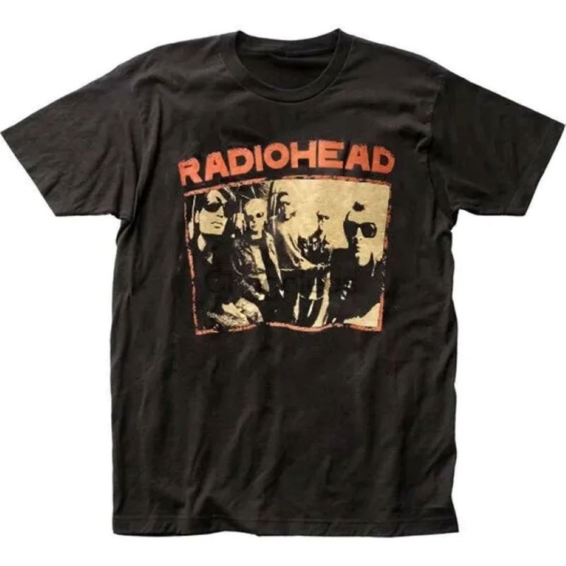 Vintage RadioheadT Shirt Fashion Cotton Mens Short Sleeve T-Shirt Rock Band Camisetas Mens 9576 Black