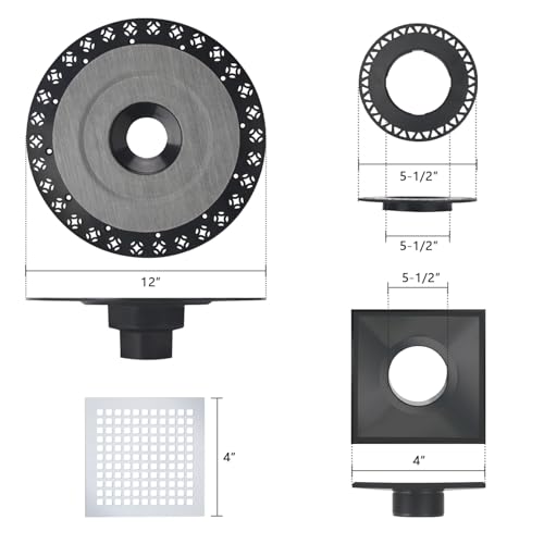 Uni-Green Shower Drain Kit 6” Compatible with Schluter Shower Pan with Flange for 2” Pipe,Replacement for Schluter Shower Kit, Mission Style Square Shower Floor Drain SS304 Grate and ABS Material - Image 3