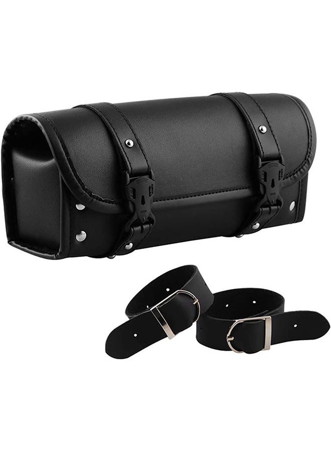 MVAQKLM  Motorcycle Tool Bag, Universal Tool Bag, Motorcycle Side Bag, Motorcycle Fork Bag, Motorcycle Handlebar Bag, PU Leather Black  - Image 1