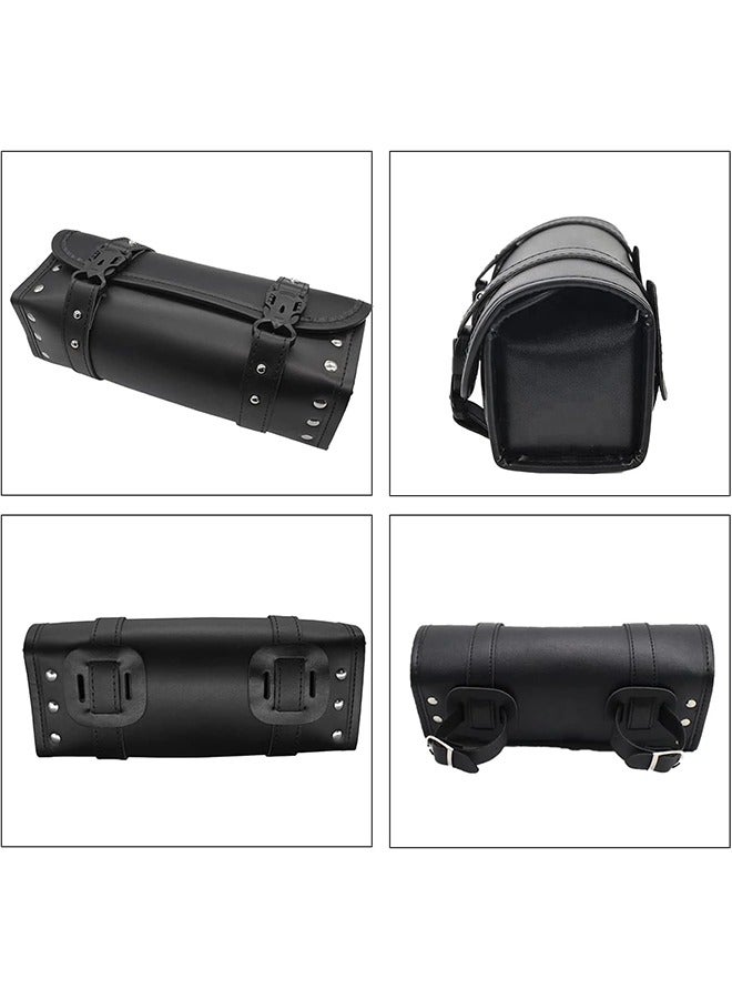 MVAQKLM  Motorcycle Tool Bag, Universal Tool Bag, Motorcycle Side Bag, Motorcycle Fork Bag, Motorcycle Handlebar Bag, PU Leather Black  - Image 2