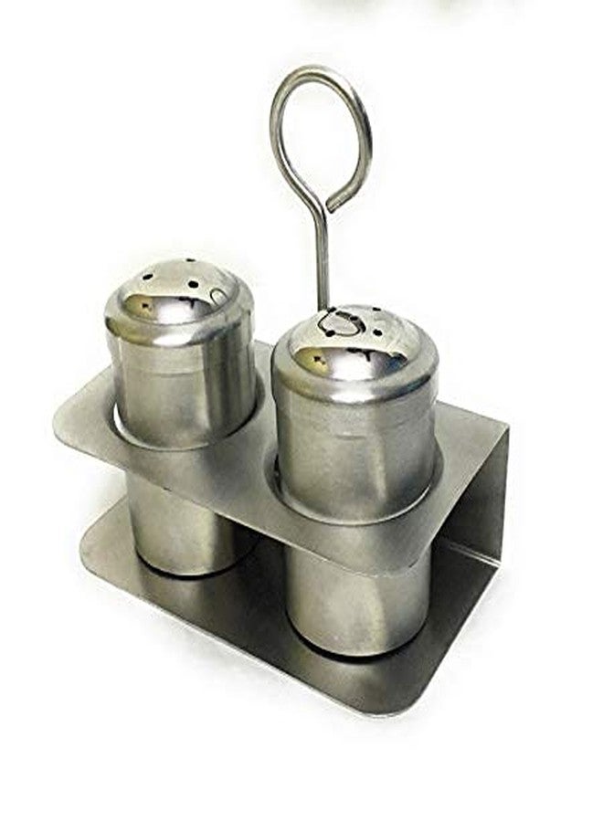 DiBha Stainless Steel Salt Pepper dispenser Shakers with Stand holder tray Set of 2 for Table - Image 5