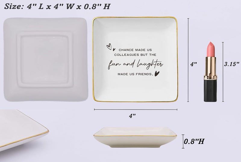 NZY Office Friendship Gift,Colleague Appreciation Gift,Co-worker Retirement Keepsake,Friends Leaving,Goodbye,Promotion,Farewell Present-Jewelry Tray Trinket Holder Ring Dish-Chance Made Us Colleagues - Image 5