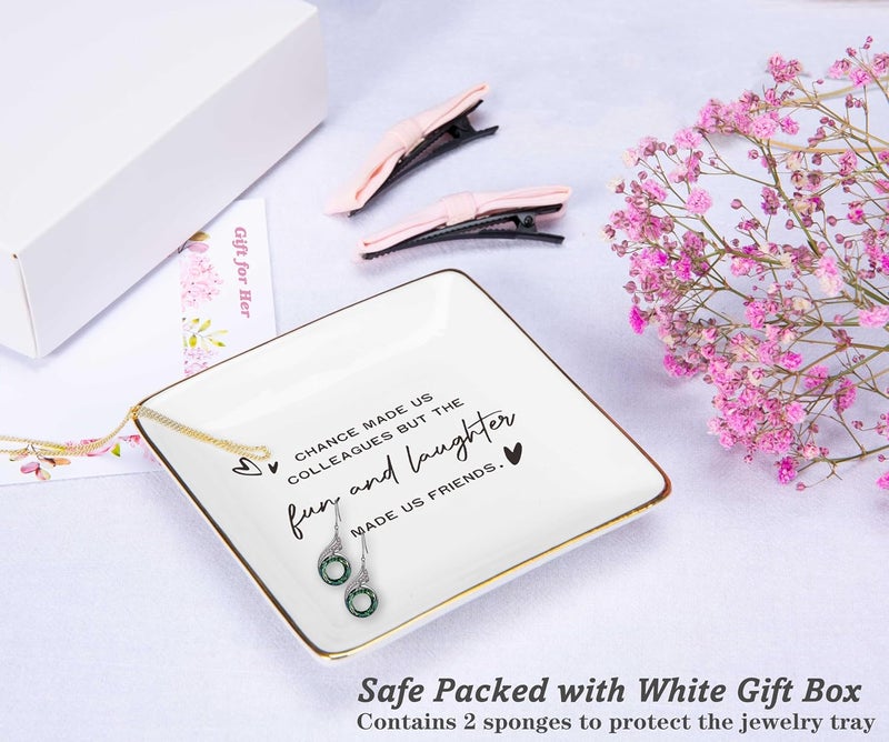 NZY Office Friendship Gift,Colleague Appreciation Gift,Co-worker Retirement Keepsake,Friends Leaving,Goodbye,Promotion,Farewell Present-Jewelry Tray Trinket Holder Ring Dish-Chance Made Us Colleagues - Image 2