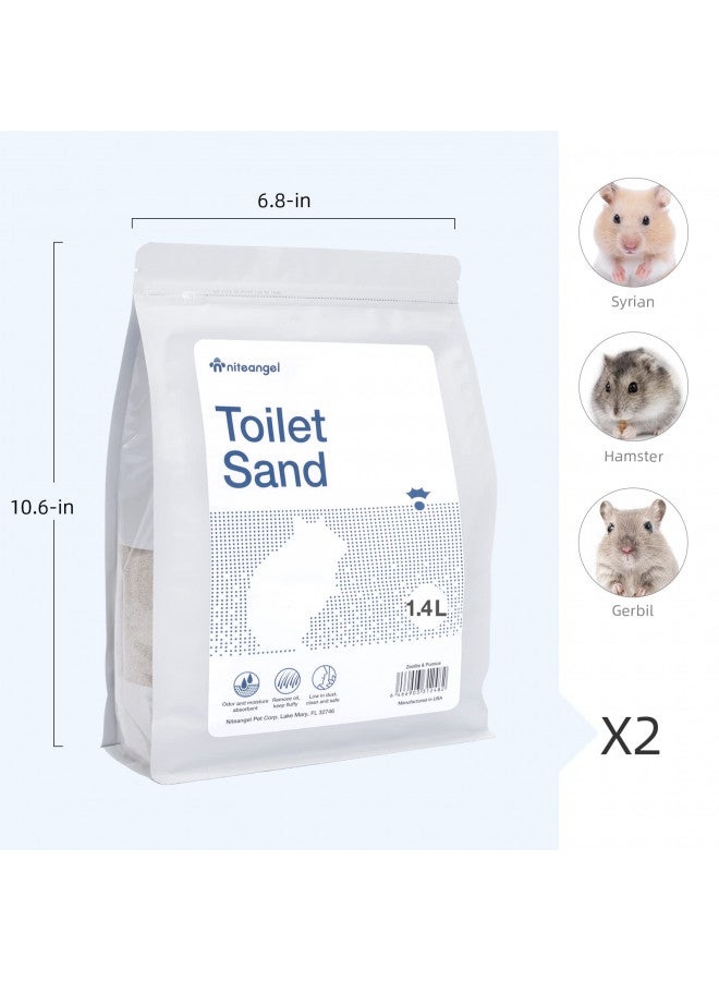 Niteangel Training Litter Potty Sand - Hamster Sand Bath for Syrian Dwarf Hamsters Gerbils Mice Lemming Degus or Other Small-Sized Pets ((1.4 L X 2 - Blue Label) - Image 2