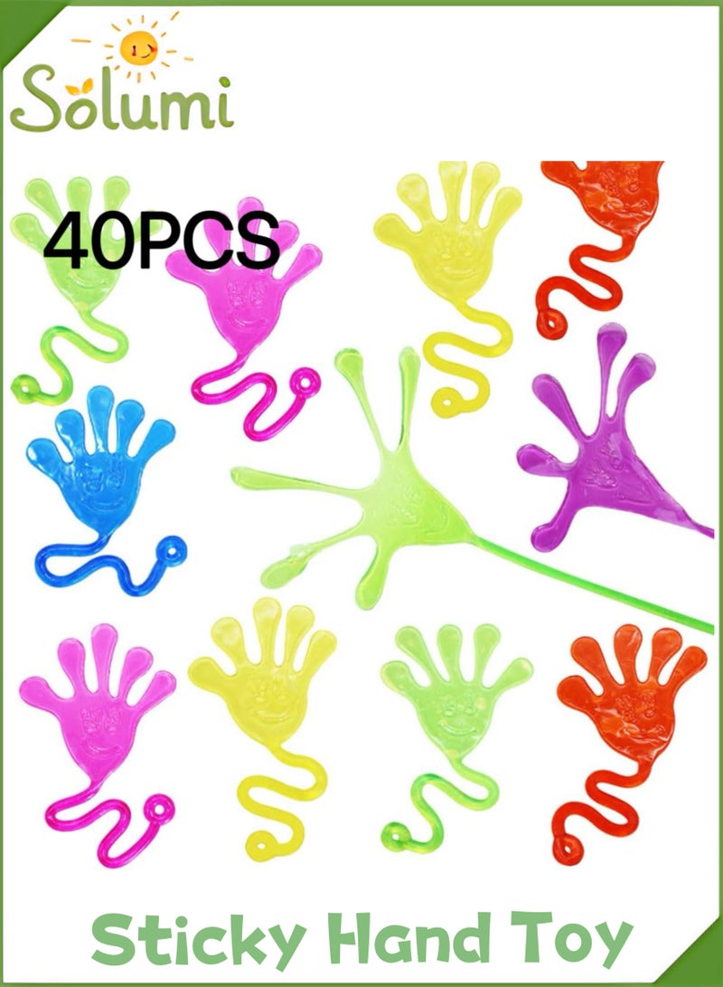 Solumi 【40-Pack Stretchy Sticky Hand Toys for Kids】– Slap Hands in 5 Bright Colors, Gooey Wall Climbing Toys for Party Favors, Classroom Prizes, Pinata Fillers, Birthday Goodie Bag Gifts  - Image 1