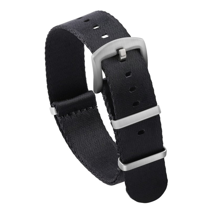 watchdives Nylon Watch Band 18mm 20mm 22mm Multicolor Replacement Watch Straps for Men Women (Black Silver, 20mm) - Image 1
