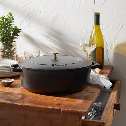 Staub Cast Iron 625qt Shallow Oval Dutch Oven Black - Image 3