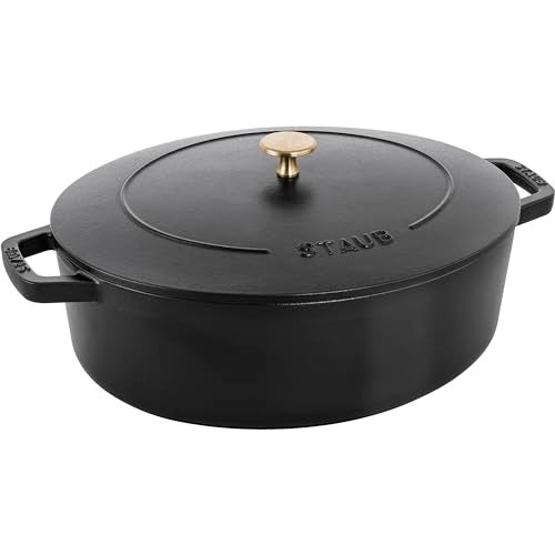Staub Cast Iron 625qt Shallow Oval Dutch Oven Black - Image 1