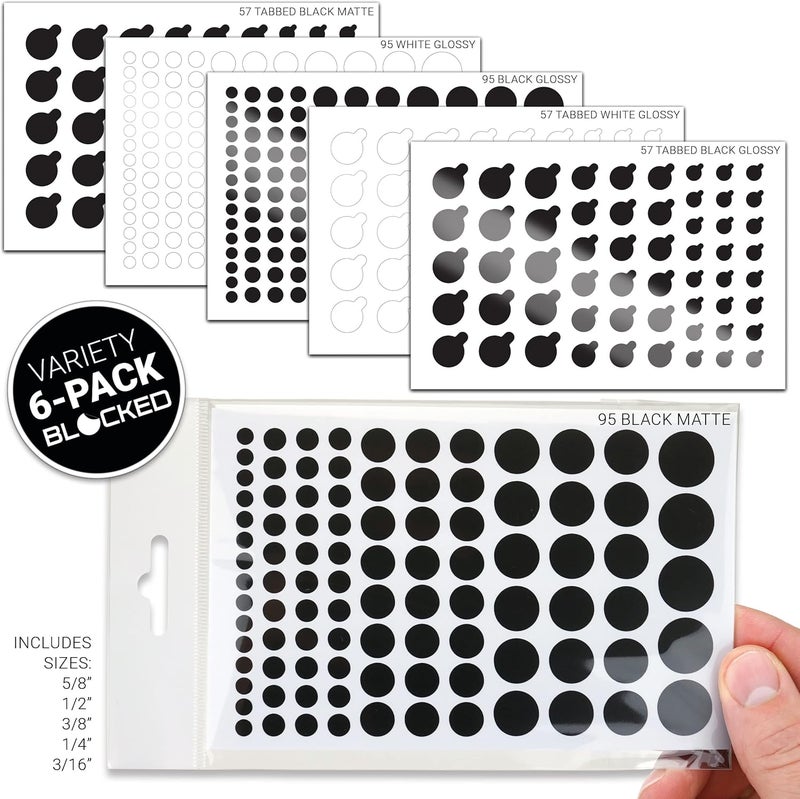BLOCKED Stackable Webcam/Camera Vinyl Covers | 456 Low-Tack Restickable Webcam Stickers | Multi Finishes, Colors, & Sizes | 6-Pack Variety - Image 2