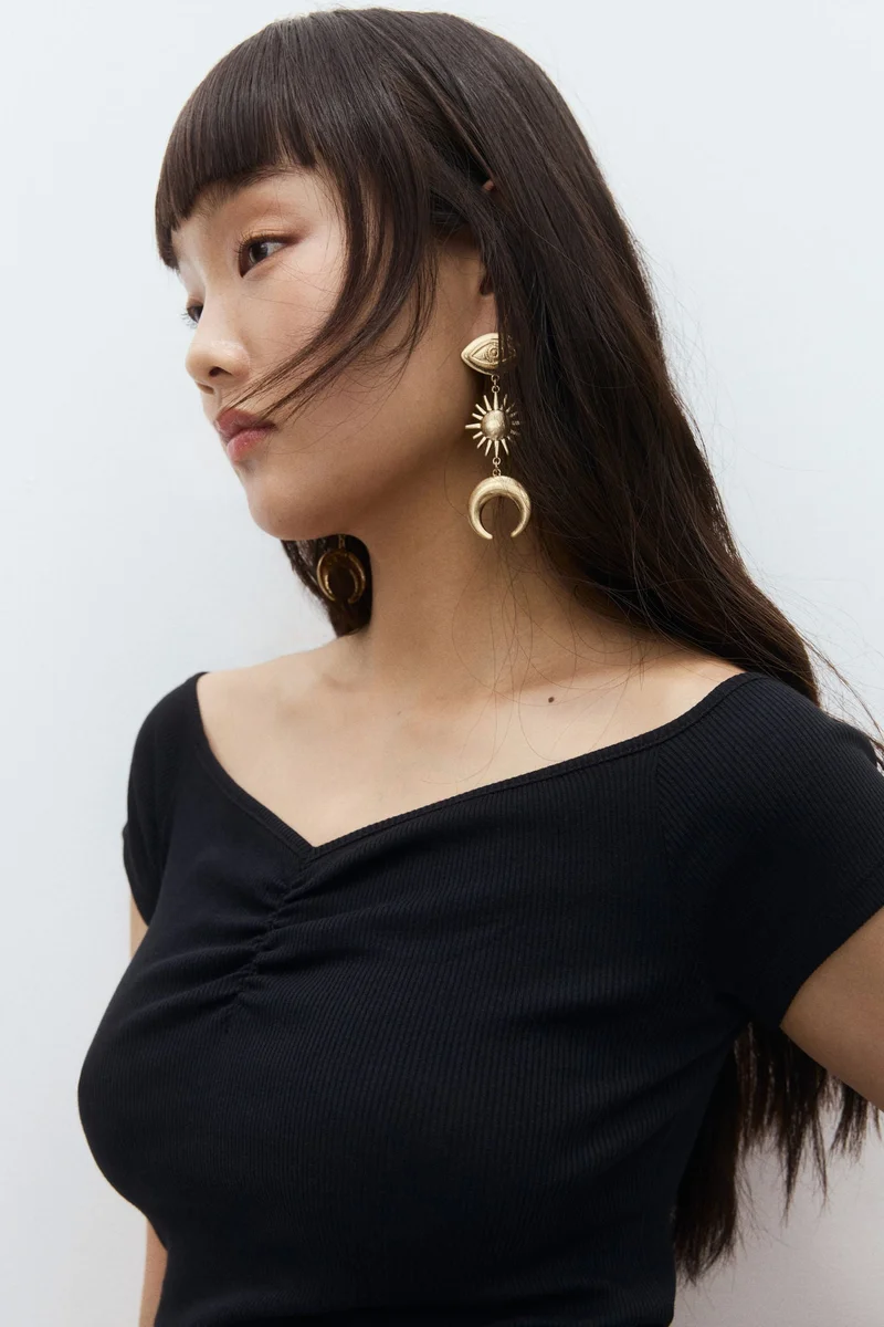 اتش اند ام Ribbed boat-neck top