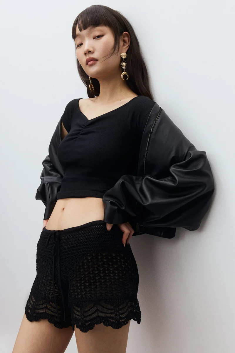 اتش اند ام Ribbed boat-neck top
