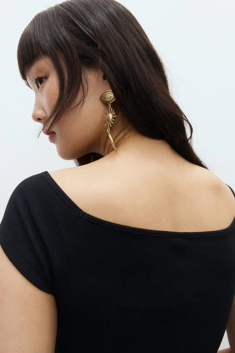 H&M Ribbed boat-neck top