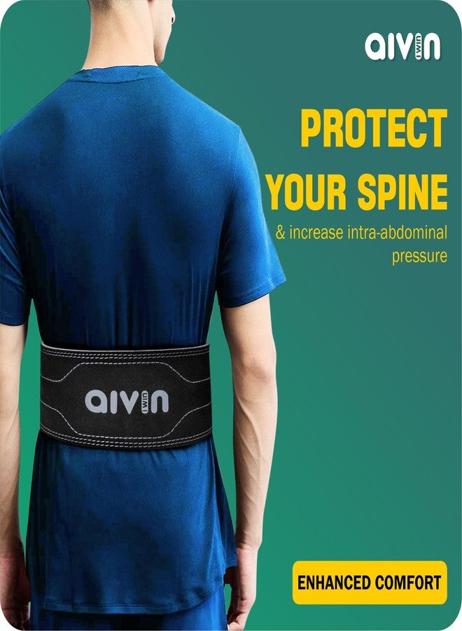 AIVIN حزام رياضي من الجلد الطبيعي الأسود من Aivin، حزام رفع الأثقال للرجال، حزام رفع الأثقال، حزام رياضي للنساء، حزام رفع الأثقال للرجال، حزام رياضي للظهر (متوسط) - Image 3