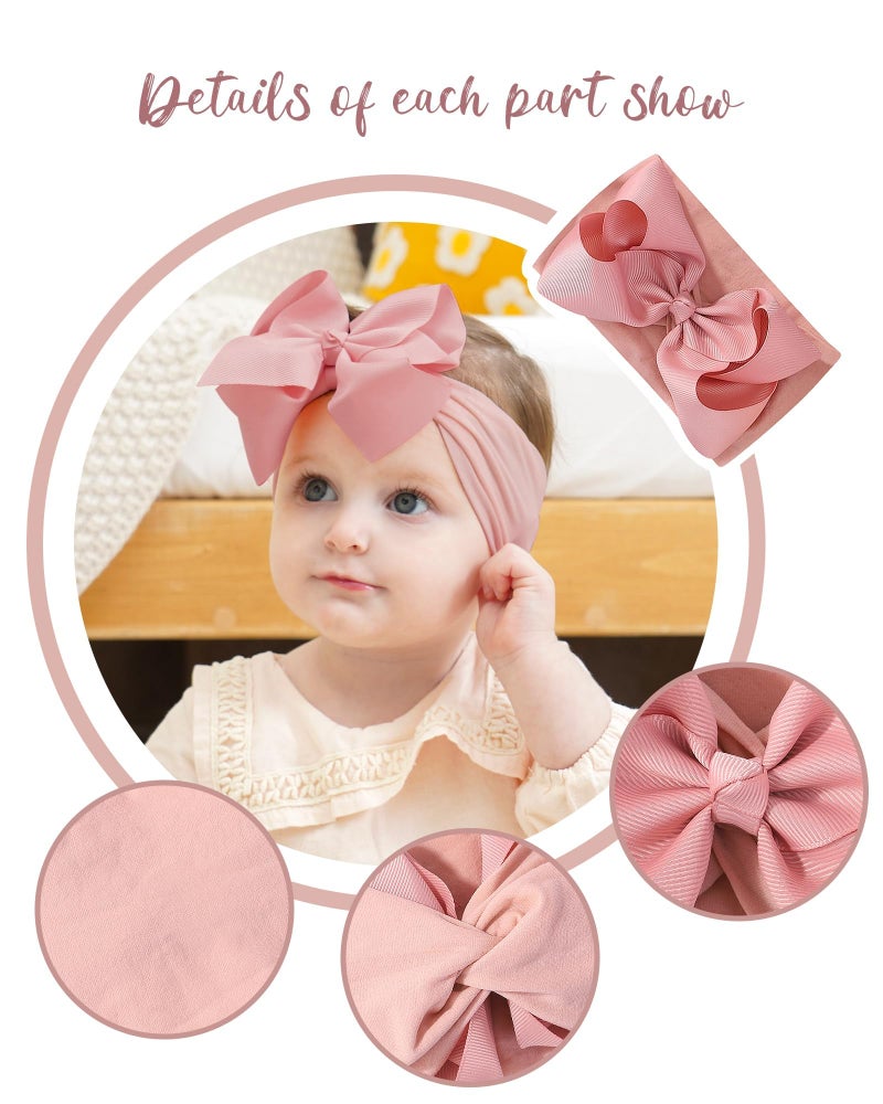 doboi Baby Girl Headbands Set - 20pcs Hair Bows and Nylon Headbands, Big Bows for Infant, Newborn, and Toddler Girls - Image 3