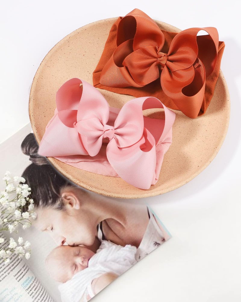doboi Baby Girl Headbands Set - 20pcs Hair Bows and Nylon Headbands, Big Bows for Infant, Newborn, and Toddler Girls - Image 5