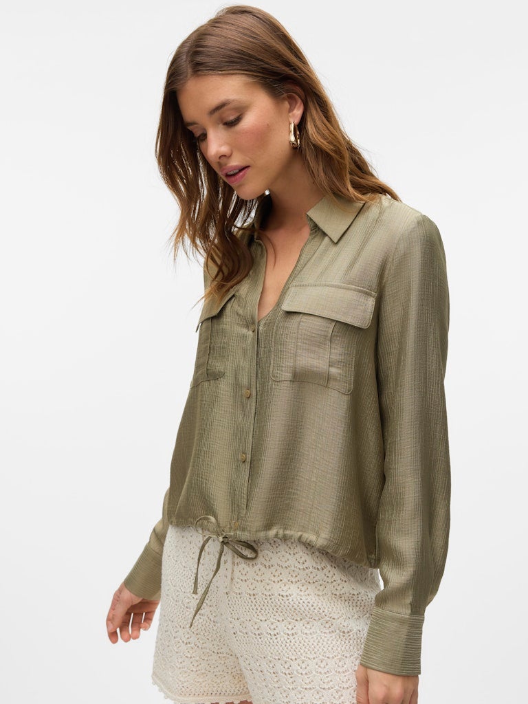VERO MODA قميص VMTOMA بأكمام طويلة مع ربطة عنق من قماش WVN - Image 5