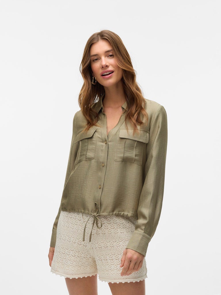 VERO MODA قميص VMTOMA بأكمام طويلة مع ربطة عنق من قماش WVN - Image 2