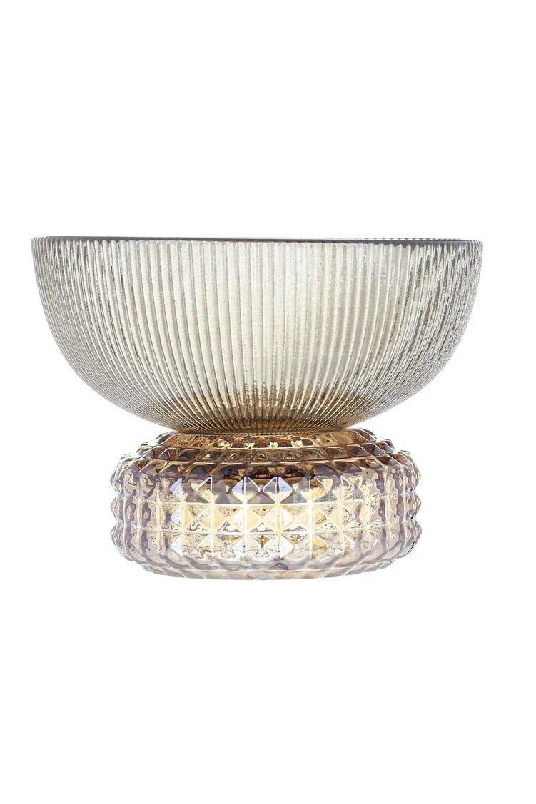 Alsaif Gallery Al Saif Gallery dessert serving stand, glass - brown with Grey base - Image 1