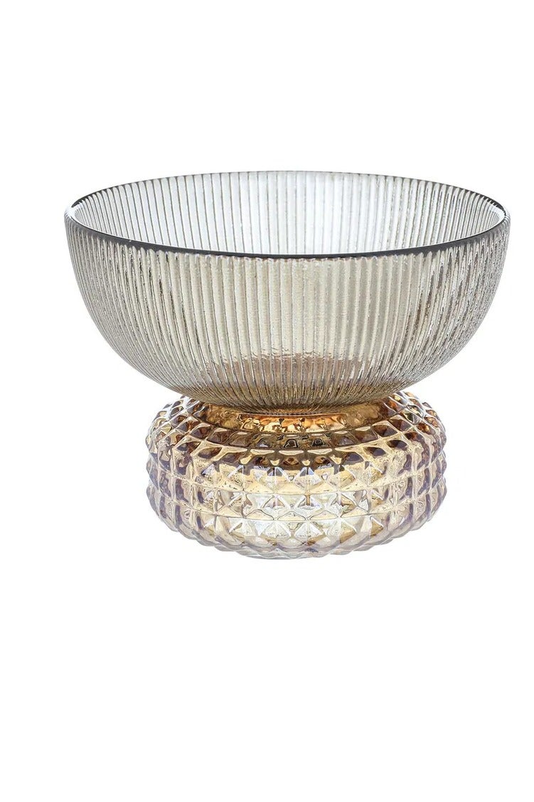 Alsaif Gallery Al Saif Gallery dessert serving stand, glass - brown with Grey base - Image 2