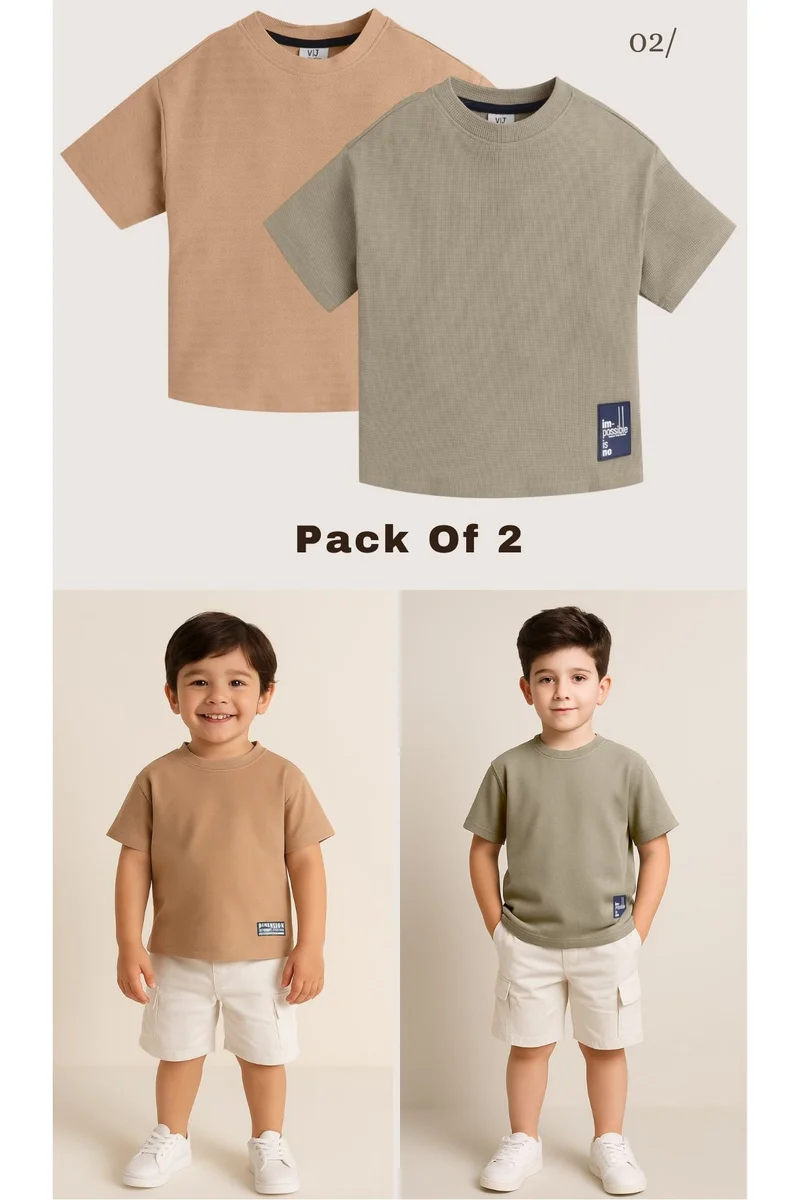 victor and jane Junior Boys 2 pack Cotton T-Shirt