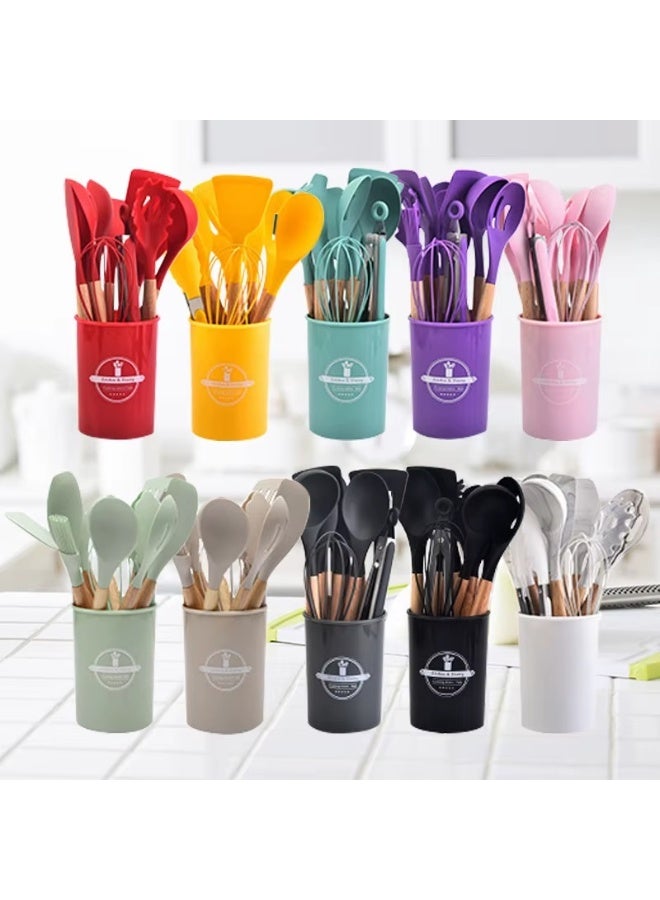 12-Piece Non-Stick Silicone Cooking Utensils Set Multicolour - Image 2