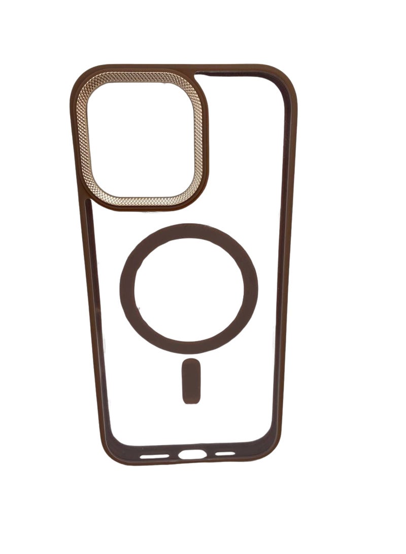 Luxury Metal Lens Camera Protection Magsafe Phone Case for iPhone 16 Pro Max Wireless Charging Cover - Clear Back Slim -Desert Titanium - Image 1