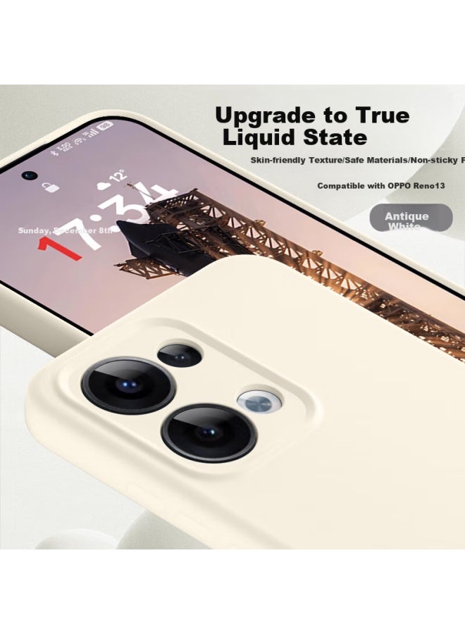 Shangsu Shang Su Silicone Phone Case For Oppo Reno 13, Full Protection Liquid Silicone Soft Shell Anti-Drop Case For Oppo Reno 13, Simple And Elegant Solid Color Case For Men And Women, Antique White - Image 1