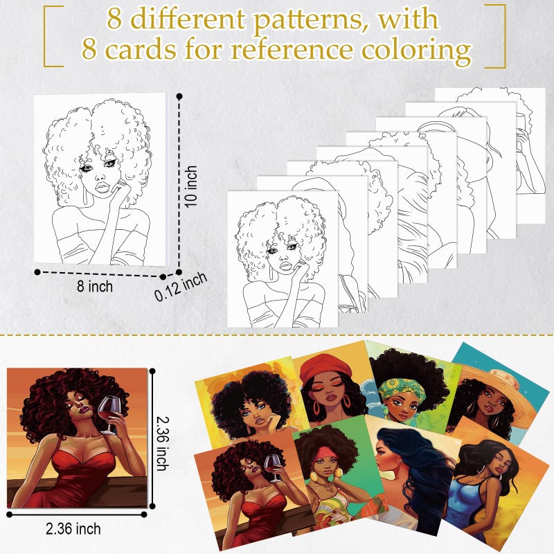 Cholemy 36 Pcs Paint and Sip Kit for Adults 8''x10'' Pre Drawn Canvas for Painting DIY Afro Acrylic Painting Kit Wood Easel Brushes Date Night Bulk for Easter Party Gifts(Fashion Women) - Image 4
