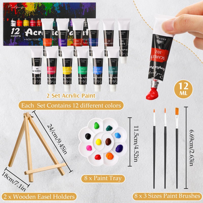 Cholemy 36 Pcs Paint and Sip Kit for Adults 8''x10'' Pre Drawn Canvas for Painting DIY Afro Acrylic Painting Kit Wood Easel Brushes Date Night Bulk for Easter Party Gifts(Fashion Women) - Image 3