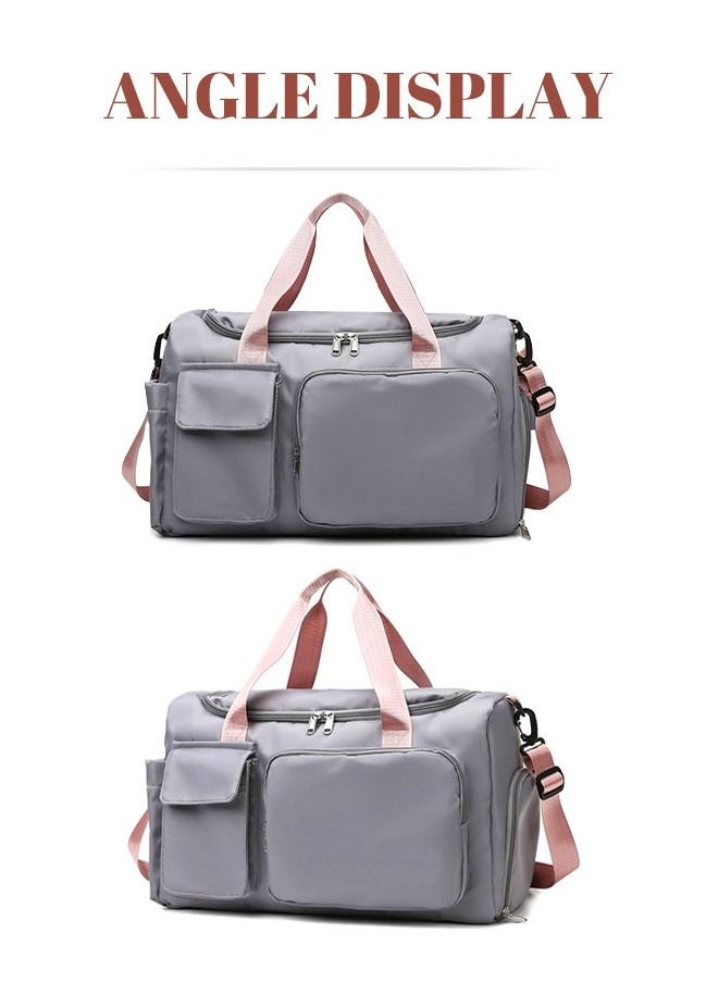 roaiss Large Capacity Gym Sacks Waterproof Duffel Bag for Women Men Travel Sports Yoga Grey，Wet and Dry Separation Shoe Compartment Gym Bag for Sports Travel Outdoor Business Trip Work  - Image 2