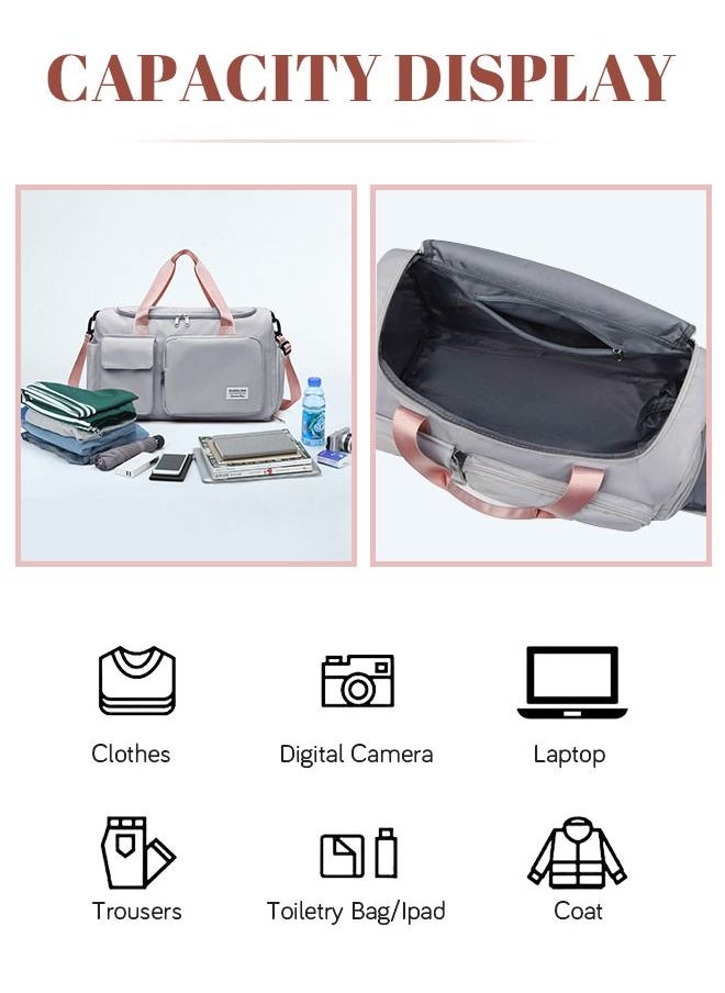 roaiss - Large Capacity Gym Sacks Waterproof Duffel Bag for Women Men Travel Sports Yoga Grey，Wet and Dry Separation Shoe Compartment Gym Bag for Sports Travel Outdoor Business Trip Work - Image 1