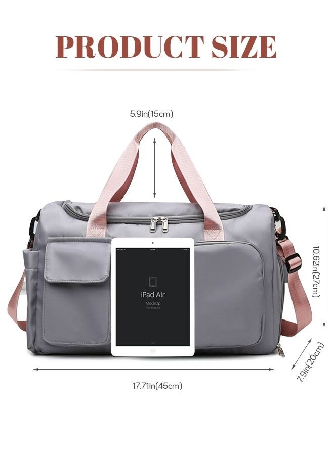 roaiss Large Capacity Gym Sacks Waterproof Duffel Bag for Women Men Travel Sports Yoga Grey，Wet and Dry Separation Shoe Compartment Gym Bag for Sports Travel Outdoor Business Trip Work  - Image 5