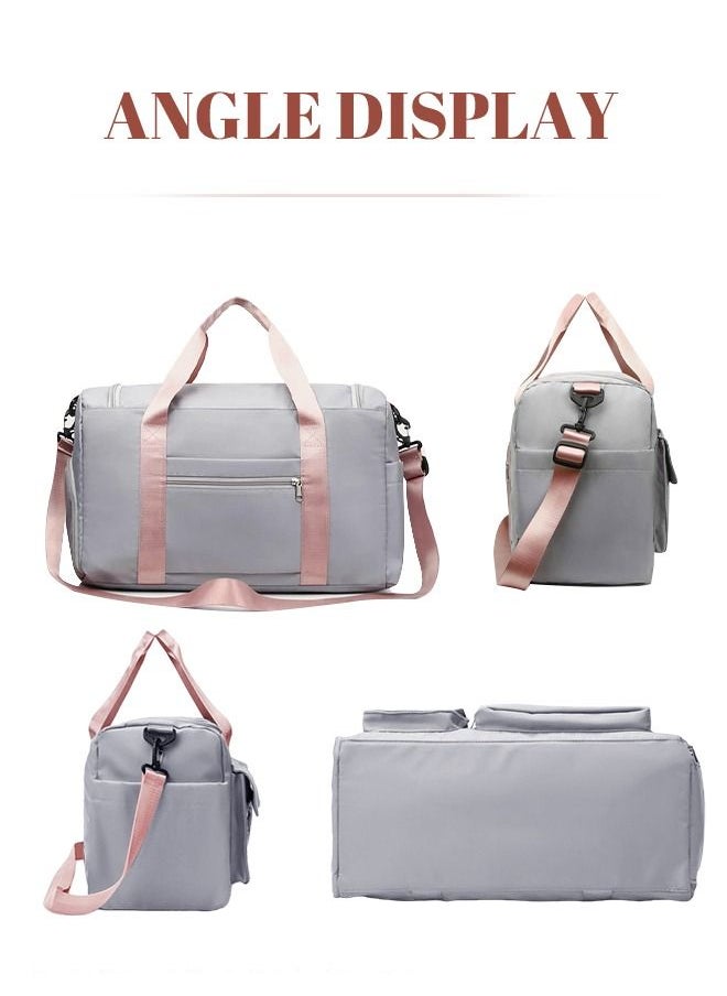 roaiss Large Capacity Gym Sacks Waterproof Duffel Bag for Women Men Travel Sports Yoga Grey，Wet and Dry Separation Shoe Compartment Gym Bag for Sports Travel Outdoor Business Trip Work  - Image 3