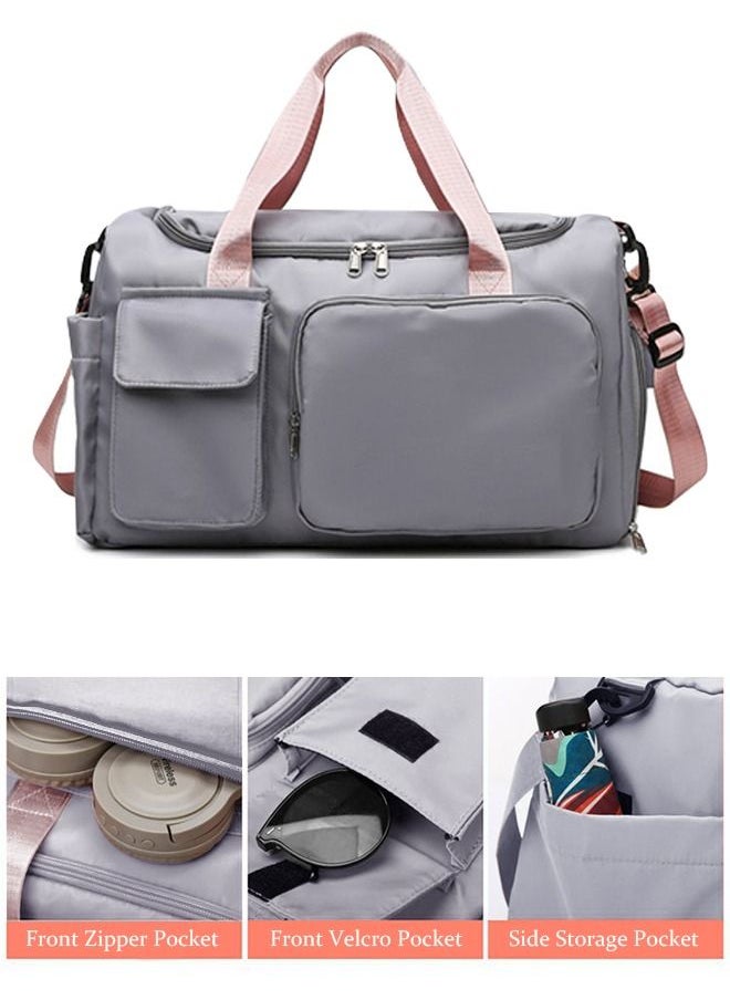 roaiss Large Capacity Gym Sacks Waterproof Duffel Bag for Women Men Travel Sports Yoga Grey，Wet and Dry Separation Shoe Compartment Gym Bag for Sports Travel Outdoor Business Trip Work  - Image 4