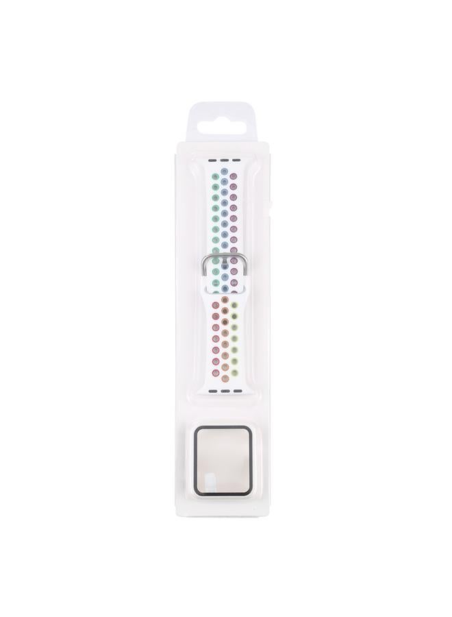 erorex Silicone Watch Band + Protective Case With Screen Protector Set For Apple Watch Series 6 & Se & 5 & 4 44Mm(White Colorful) - Image 5