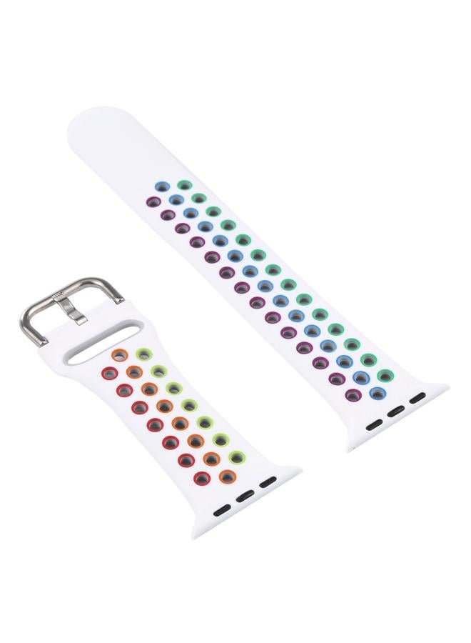 erorex Silicone Watch Band + Protective Case With Screen Protector Set For Apple Watch Series 6 & Se & 5 & 4 44Mm(White Colorful) - Image 2