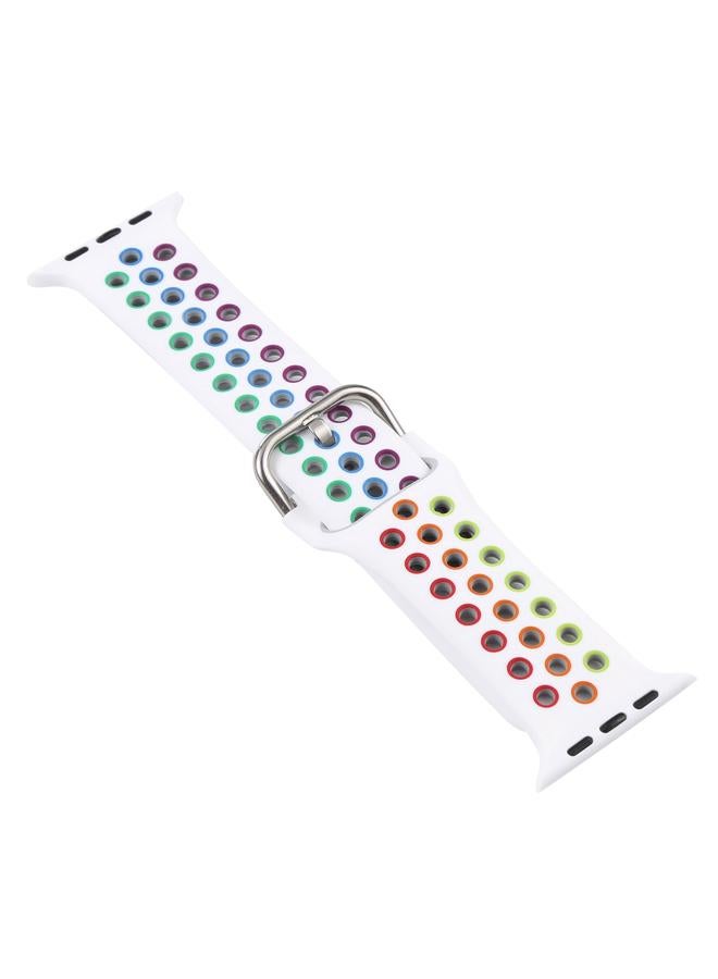 erorex Silicone Watch Band + Protective Case With Screen Protector Set For Apple Watch Series 6 & Se & 5 & 4 44Mm(White Colorful) - Image 4