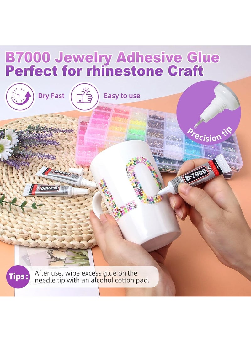 Generic Flat-Back Rhinestone Set (32 Colors, 3mm) – Glue-on stones (includes B7000 adhesive); perfect for decorating tumblers, clothing, nails, and DIY crafts. - Image 5