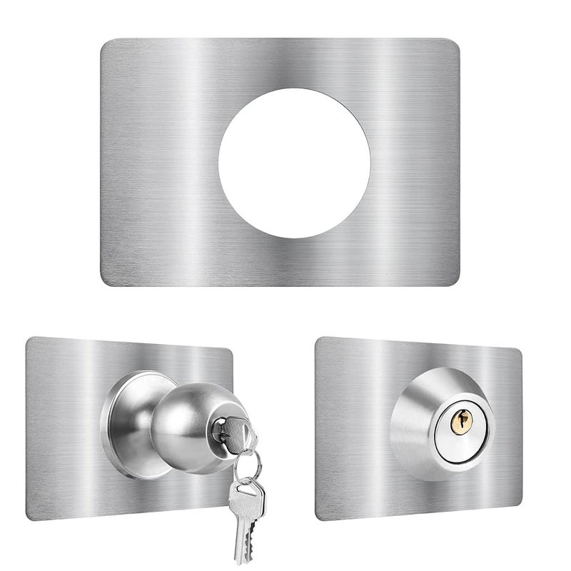 Mosecyou Door Reinforcement Plate  Door Lock Repair Plate  Door Knob/Lever/Deadbolt Fixing Filler Cover Plate  Satin Thickened (2Pcs) - Image 1