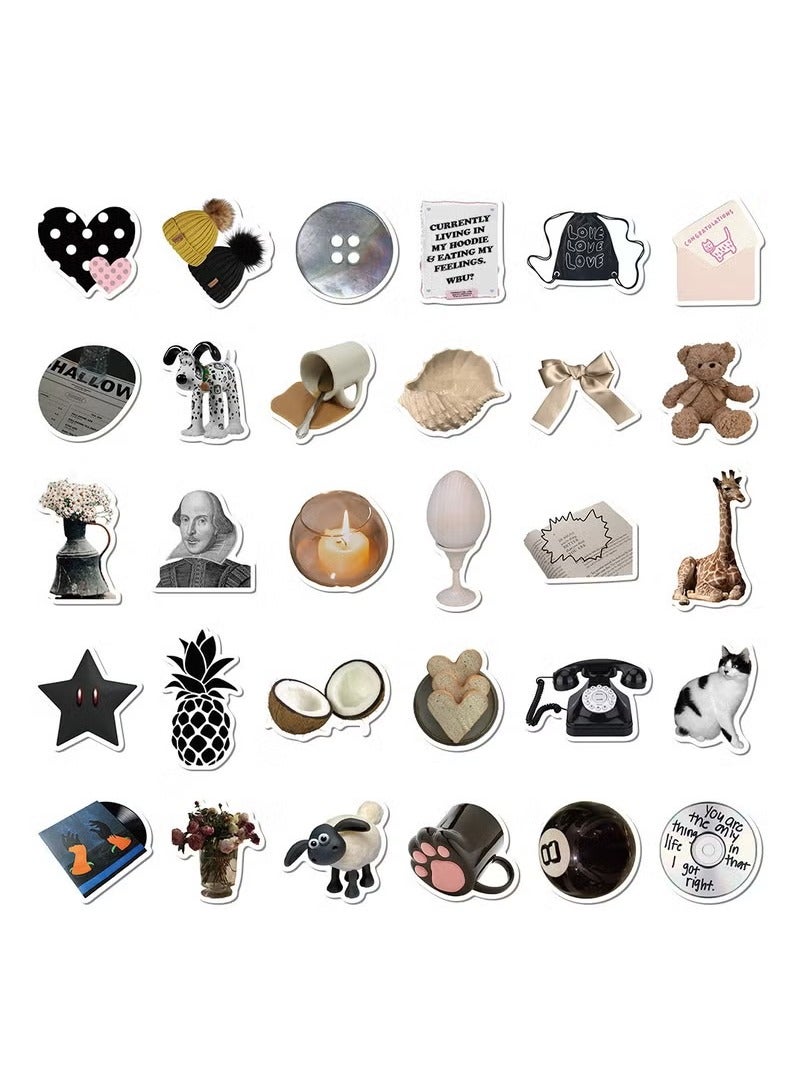 دي تي جي بي ملصقات DIY مقاومة للماء 60 قطعة - تصميم أنيق وبسيط باللونين الأسود والأبيض للأكواب والهواتف والدفاتر - مصنوعة من مواد صديقة للبيئة [الأكثر رواجًا 2025] - Image 5