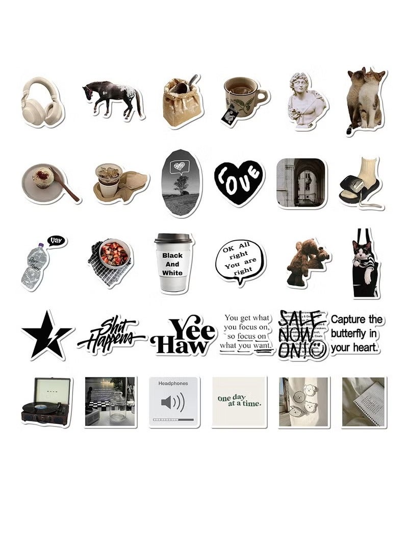 دي تي جي بي ملصقات DIY مقاومة للماء 60 قطعة - تصميم أنيق وبسيط باللونين الأسود والأبيض للأكواب والهواتف والدفاتر - مصنوعة من مواد صديقة للبيئة [الأكثر رواجًا 2025] - Image 4