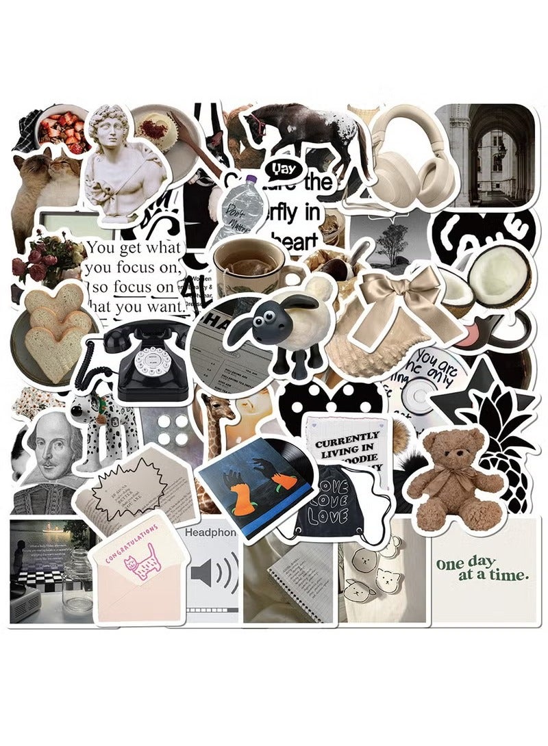 دي تي جي بي ملصقات DIY مقاومة للماء 60 قطعة - تصميم أنيق وبسيط باللونين الأسود والأبيض للأكواب والهواتف والدفاتر - مصنوعة من مواد صديقة للبيئة [الأكثر رواجًا 2025] - Image 2