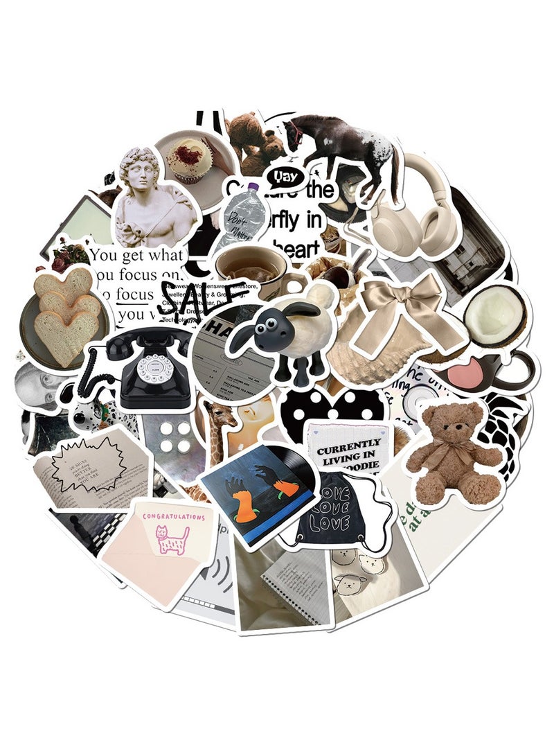 دي تي جي بي ملصقات DIY مقاومة للماء 60 قطعة - تصميم أنيق وبسيط باللونين الأسود والأبيض للأكواب والهواتف والدفاتر - مصنوعة من مواد صديقة للبيئة [الأكثر رواجًا 2025] - Image 1