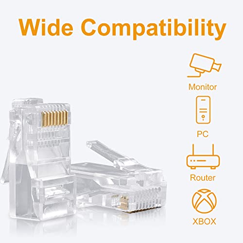 SHD RJ45 Connectors, Cat6 Connector Cat5e Connectors Cat5 Connectors RJ45 Ends Ethernet Cable Crimp Connectors-100Pcs - Image 5