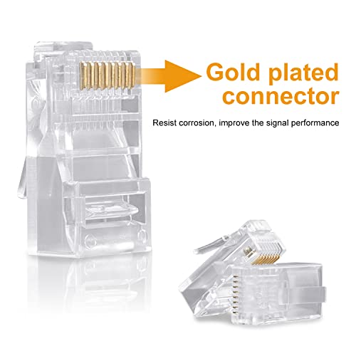 SHD RJ45 Connectors, Cat6 Connector Cat5e Connectors Cat5 Connectors RJ45 Ends Ethernet Cable Crimp Connectors-100Pcs - Image 4